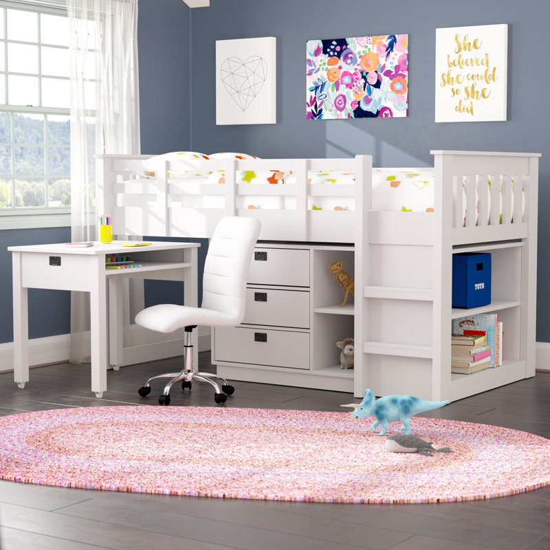 Mack & Milo™ Angelica Twin Low Loft Bed with Shelves and Drawers